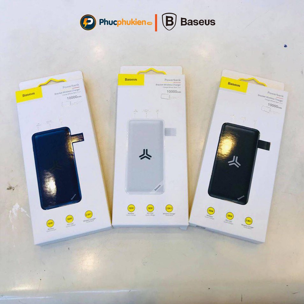 Sạc dự phòng không dây iPhone 10000mAh Baseus S10 hỗ trợ sạc không dây 10W và sạc nhanh PD3.0 QC 3.0 18w - Phúc Phụ Kiện