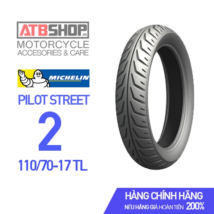Vỏ lốp xe máy Michelin 110/70-17 TL Pilot Street 2 (Lốp không ruột)