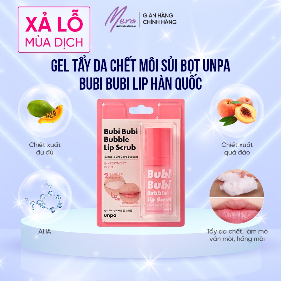 Gel tẩy da chết môi sủi bọt Unpa Bubi Bubi Lip Hàn Quốc