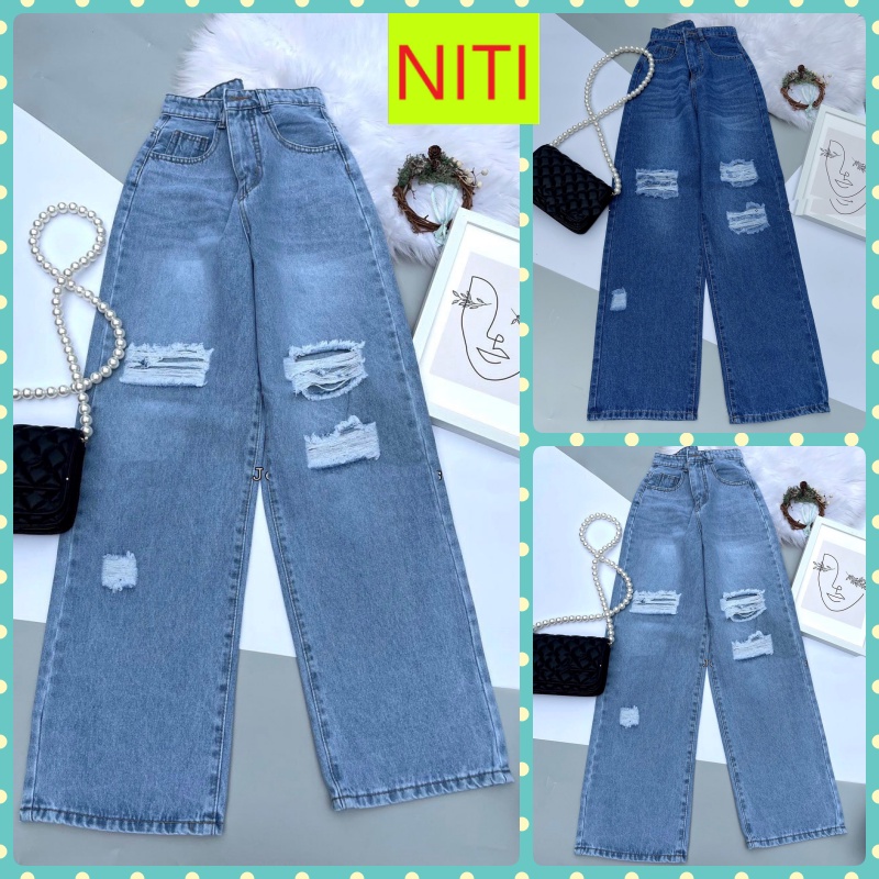 [VIDEO+FREESHIP ] QUẦN JEANS ỐNG RỘNG NỮ LƯNG CAO LAI CUỐN RÁCH 3 MẢNG ĐÙI MÀU XANH ĐẬM XANH NHẠT XỊN SÒ HOT HIT NK02