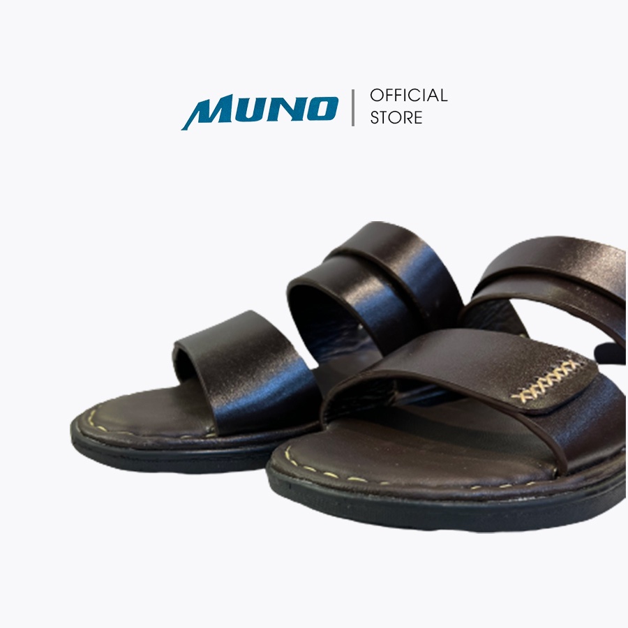 Dép da bò 100% nam Muno quai hậu da trơn cao cấp cho người trẻ và trung niên MD04