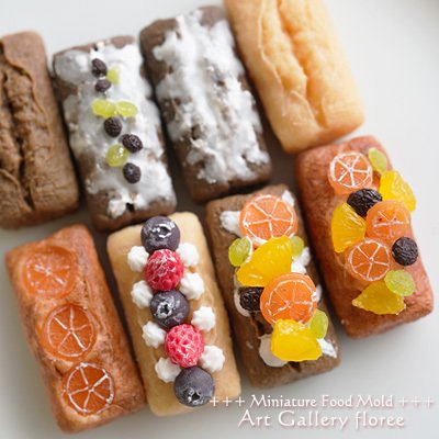 Khuôn silicone trong dẻo nặn thức ăn đất sét minifood dollhouse hình bánh bông lan muffin pound cake