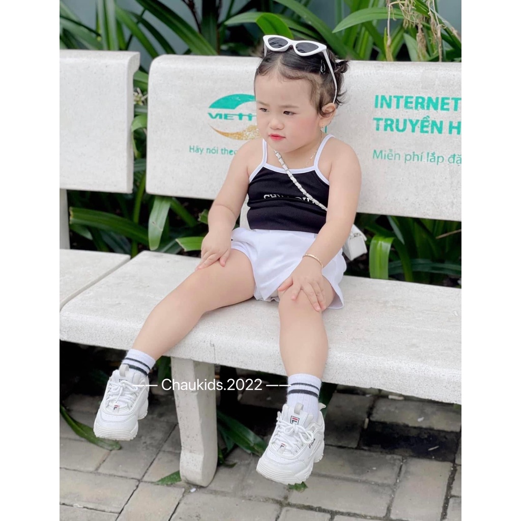 Sét áo 2 dây cho bé gái chất cotton Chill Out kết hợp quần short kaki sành điệu