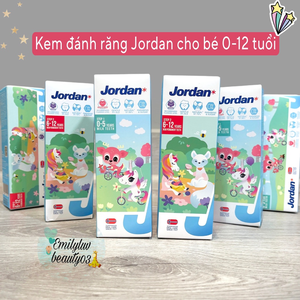 Kem đánh răng Jordan cho bé từ 0 đến 12 tuổi Tuýp 75g