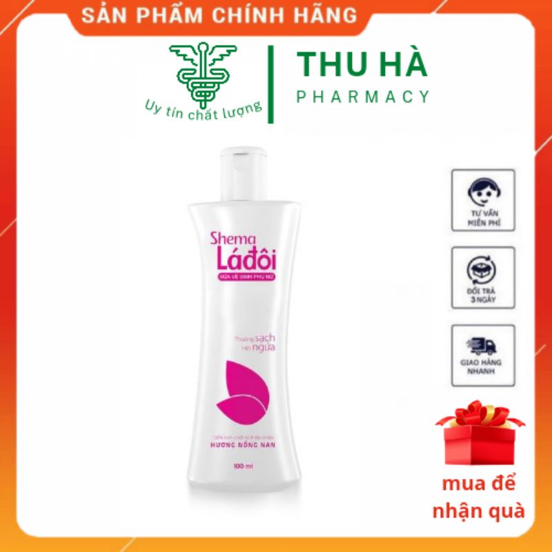 Sữa vệ sinh phụ nữ SHEMA lá đôi làm sạch tác nhân gây ngứa , mùi và viêm nhiễm phụ khoa 100ml