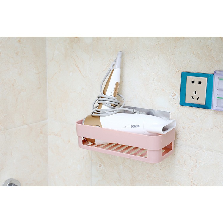 Kệ Nhựa Chữ Nhật Dán Tường Để Đồ Nhà Bếp Nhà Tắm