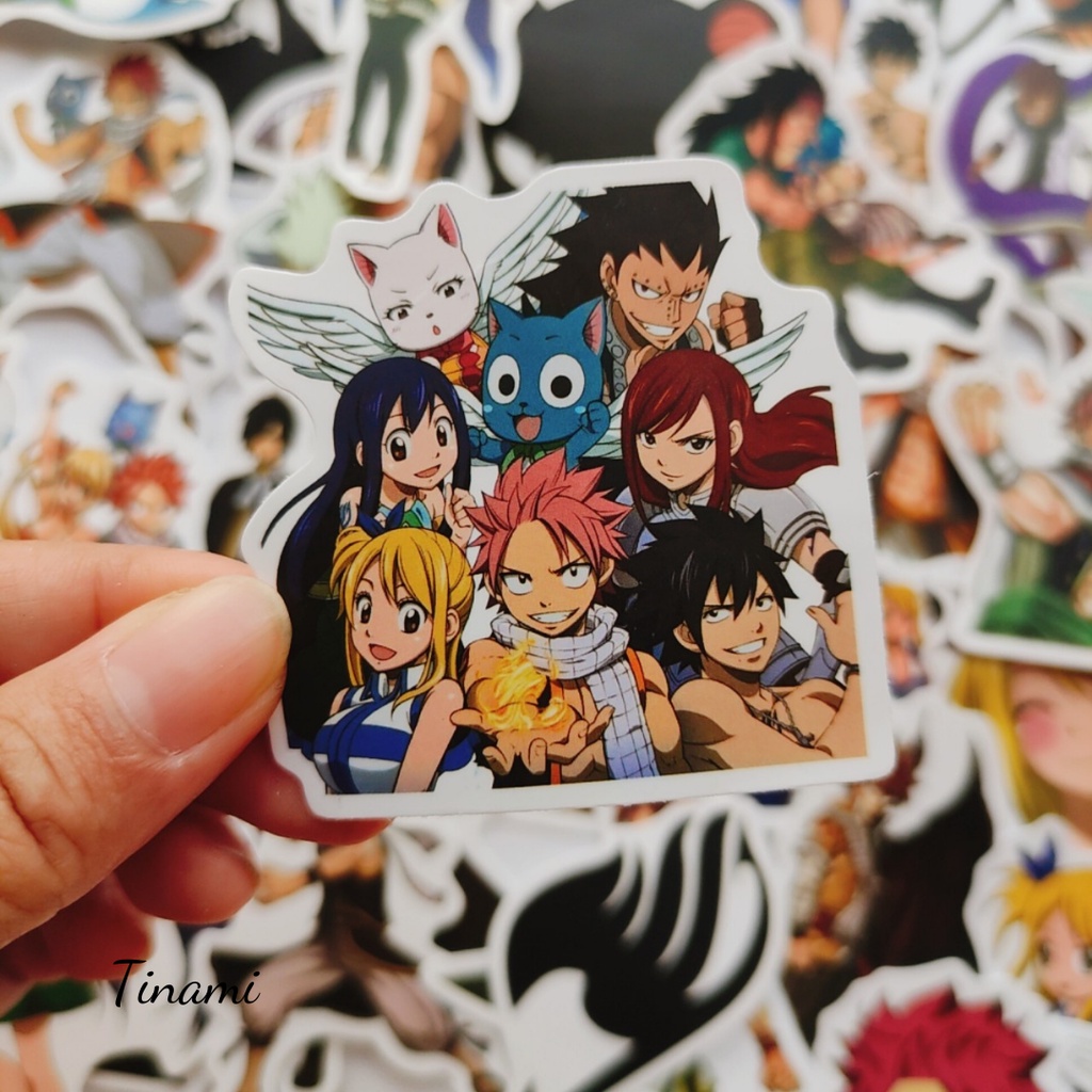 Bộ 50 Hình dán anime Sticker Fairy Tail Hội đuôi tiên trọn bộ hình dán không thấm nước mực in sắc nét trang trí