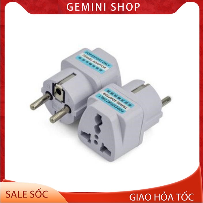 Phích cắm chuyển đổi 3 chân thành 2 chân, ổ cắm 3 chấu thành 2 chấu tròn mã 3C GEMINI SHOP