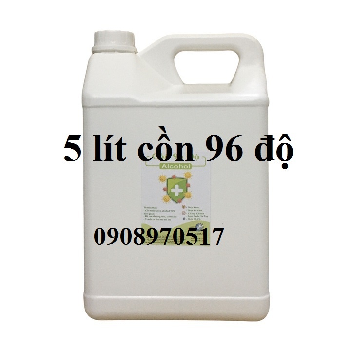 [HCM-GIAO LIỀN] Cồn y tế 96 độ Can 5 lít dùng sát khuẩn, rửa tay (hàng cty)