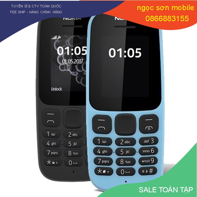 điện thoại giá rẻ,điện thoại nokia 105 1s XỊN kèm pin sạc pin trâu sóng khỏe ngọc sơn mobile