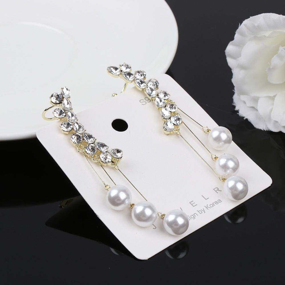 Khuyên Tai Tua Rua Đính Đá Zircon Ngọc Trai Thanh Lịch Thời Trang Cho Nữ Dự Tiệc