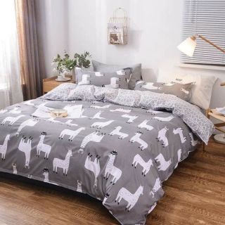 Bộ chăn ga gối cừu xám cotton poly