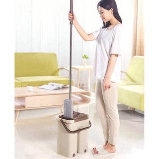 BỘ CHỔI LAU NHÀ TỰ VẮT THÔNG MINH CÓ THÙNG VÀ CÓ TỔNG 2 MIẾNG LAU NHÀ