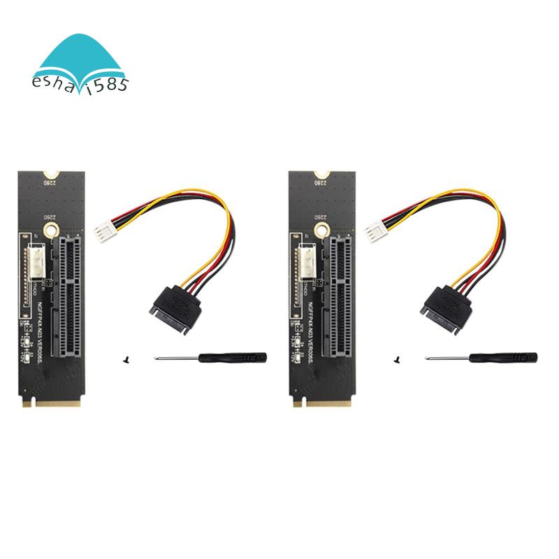 2Pcs NGFF M2 to PCI-E 4X X1 Slot Riser Card M2 NVME to PCIe X4 Adapter with LED Voltage Indicator for BTC Miner Mining