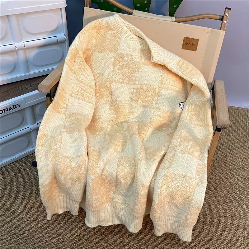 Áo Sweater Dệt Kim Kẻ Sọc Mềm Mại Thêu Hình Hành Tinh Trứng Thời Trang Thu Đông Cho Bé Gái Mới