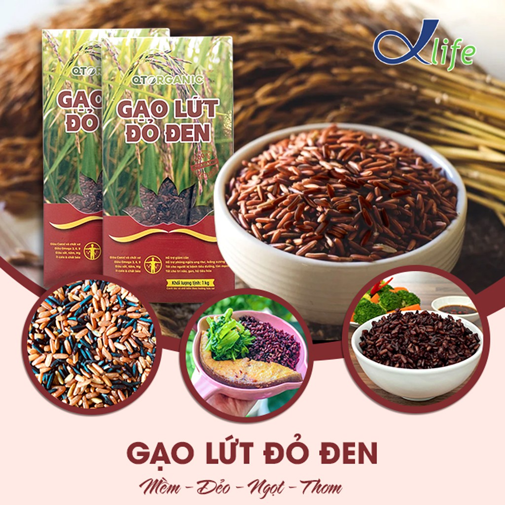 Gạo Lứt Đỏ Đen Hữu Cơ Cao Cấp⚡2in1⚡Tốt Cho Mẹ&Bé.Người Ăn Kiêng.Giảm Cân.Tiểu Đường-Gạo Hữu Cơ Quảng Trị(1kg)