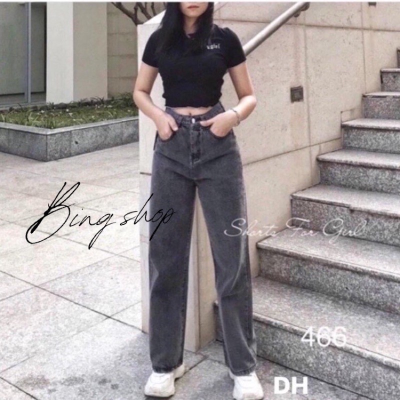 Quần jeans nữ Bingshop dáng suông ống rộng Unisex siêu hot vải đẹp đủ size