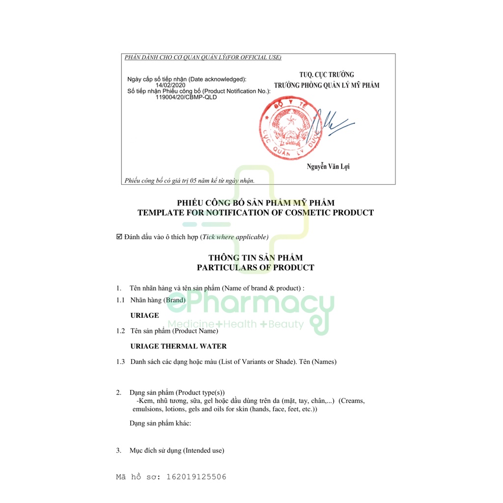 Xịt Khoáng Uriage Thermal Water dưỡng ẩm, cân bằng pH, làm dịu và bảo vệ da