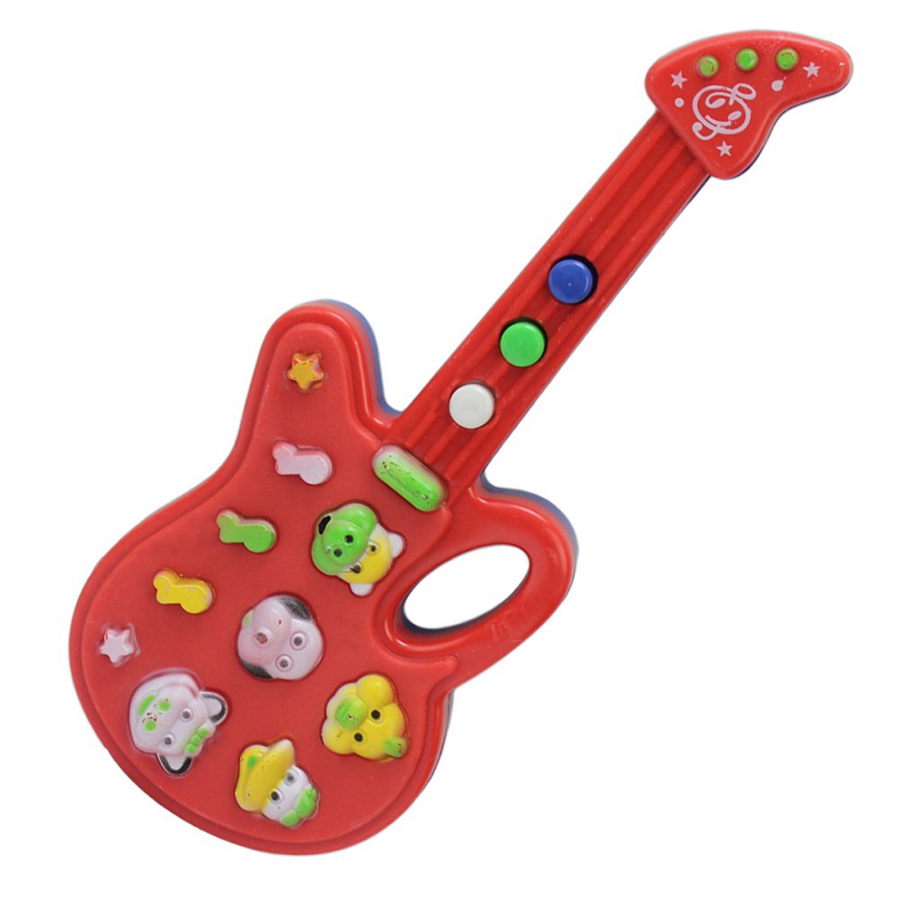 Đồ chơi hình chiếc đàn ghi ta họa tiết hoạt hình có nhạc dành cho trẻ em cầm tay tiện lợi