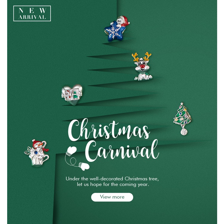 Hạt phụ kiện Bamoer bằng bạc 925 dành cho vòng tay/dây chuyền chủ đề Giáng Sinh 5 kiểu lựa chọn BSC372