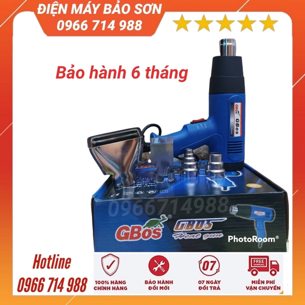 MÁY KHÒ NHIỆT CẦM TAY GBOSS-883 CÔNG SUẤT 1800W MÁY THỔI HƠI NÓNG MÀNG CO TẶNG 4 ĐẦU THỔI NHIỆT BẢO HÀNH 12 THÁNG