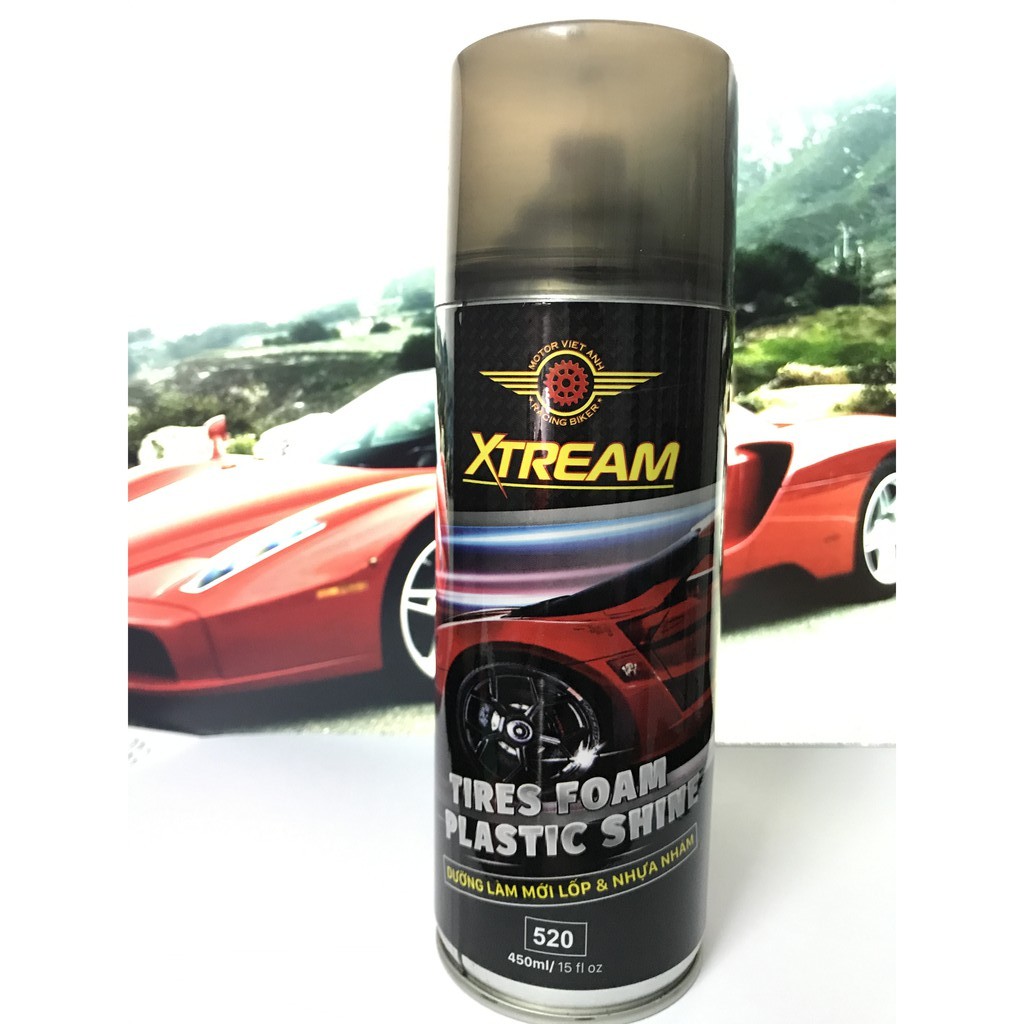 Chai xịt dưỡng bóng nhựa nhám & Vỏ xe XTREAM