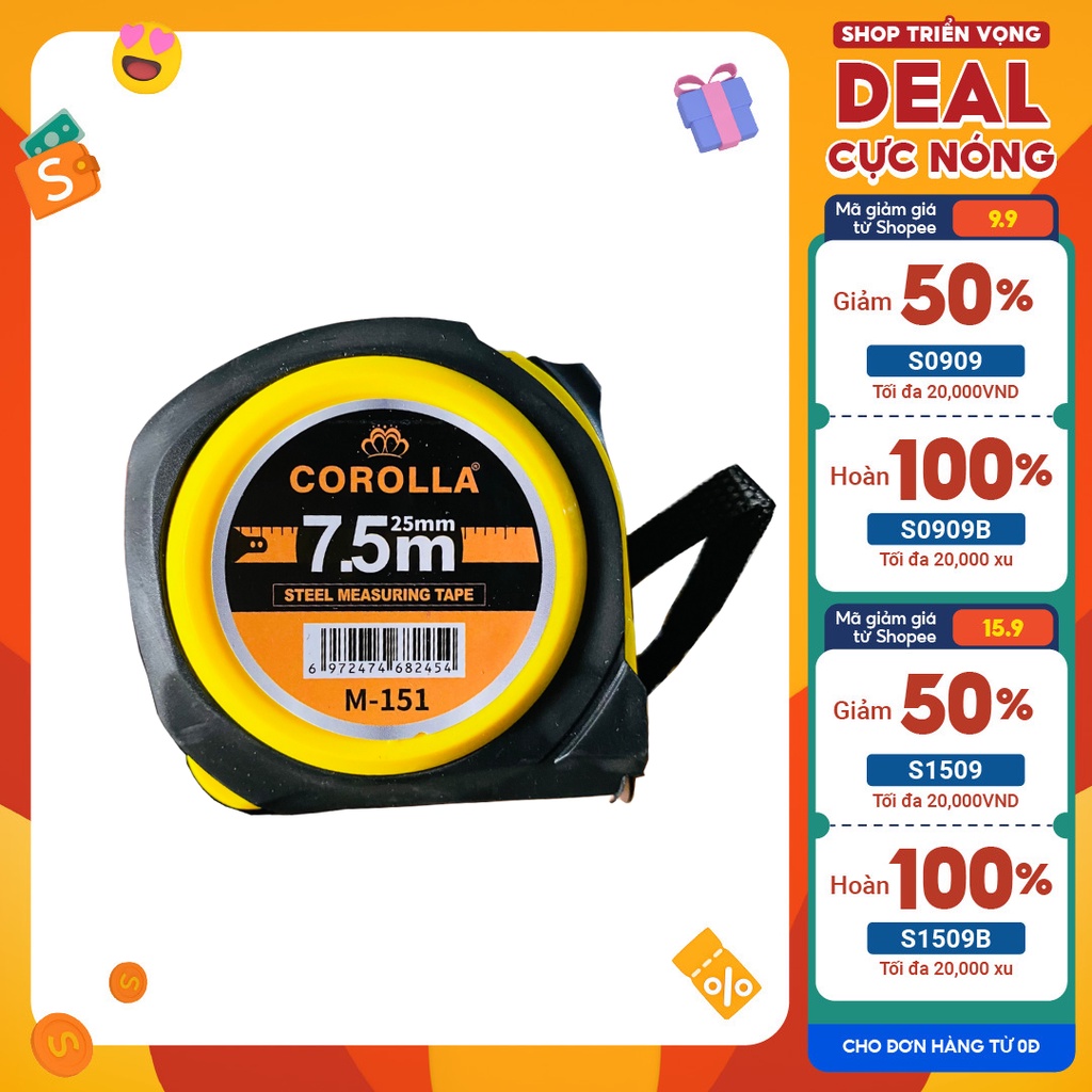 Thước mét Lỗ Ban, thước phong thuỷ thước cuộn thương hiệu COROLLA bản 5m- 7.5m