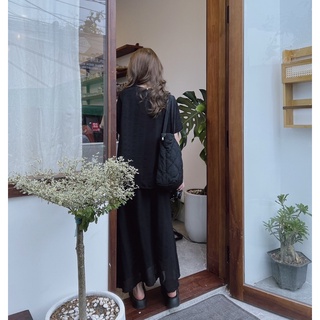 Ruly.studio - Set áo + chân váy đen chất voan dập