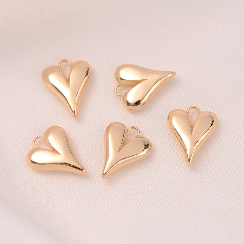 Mặt Dây Chuyền Bằng Đồng 14K Hình Trái Tim Nhiều Màu Sắc