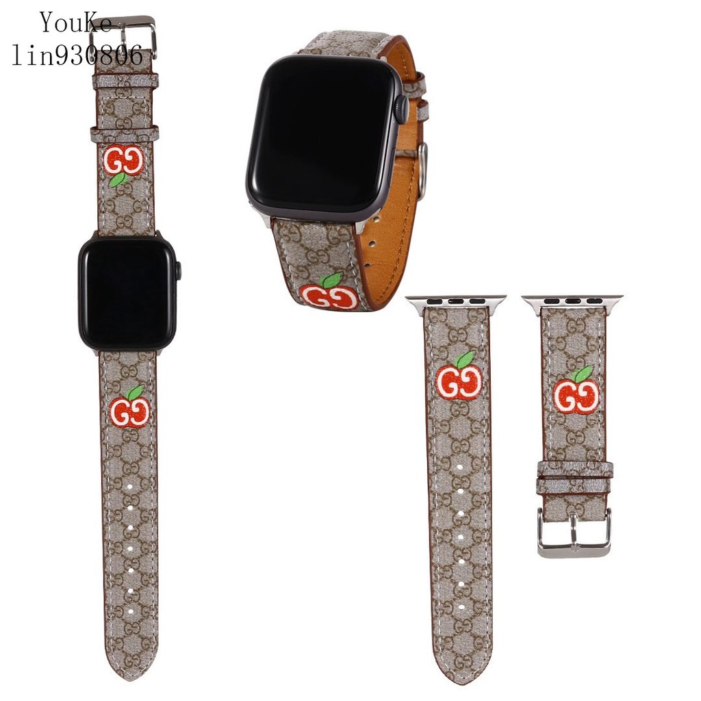 Gucci Dây Đeo Bằng Da Cho Đồng Hồ Thông Minh Apple Watch 1 / 2 / 3 / 4 / 5 / 6