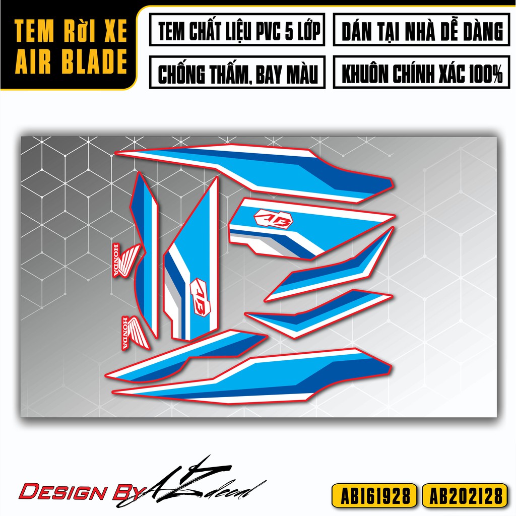 Tem Chế Xe AB Đẹp Dễ Dán | AB28 | Chất Liệu Decal Rời PVC Cán Màng Chống Nước, Chống Phai Màu