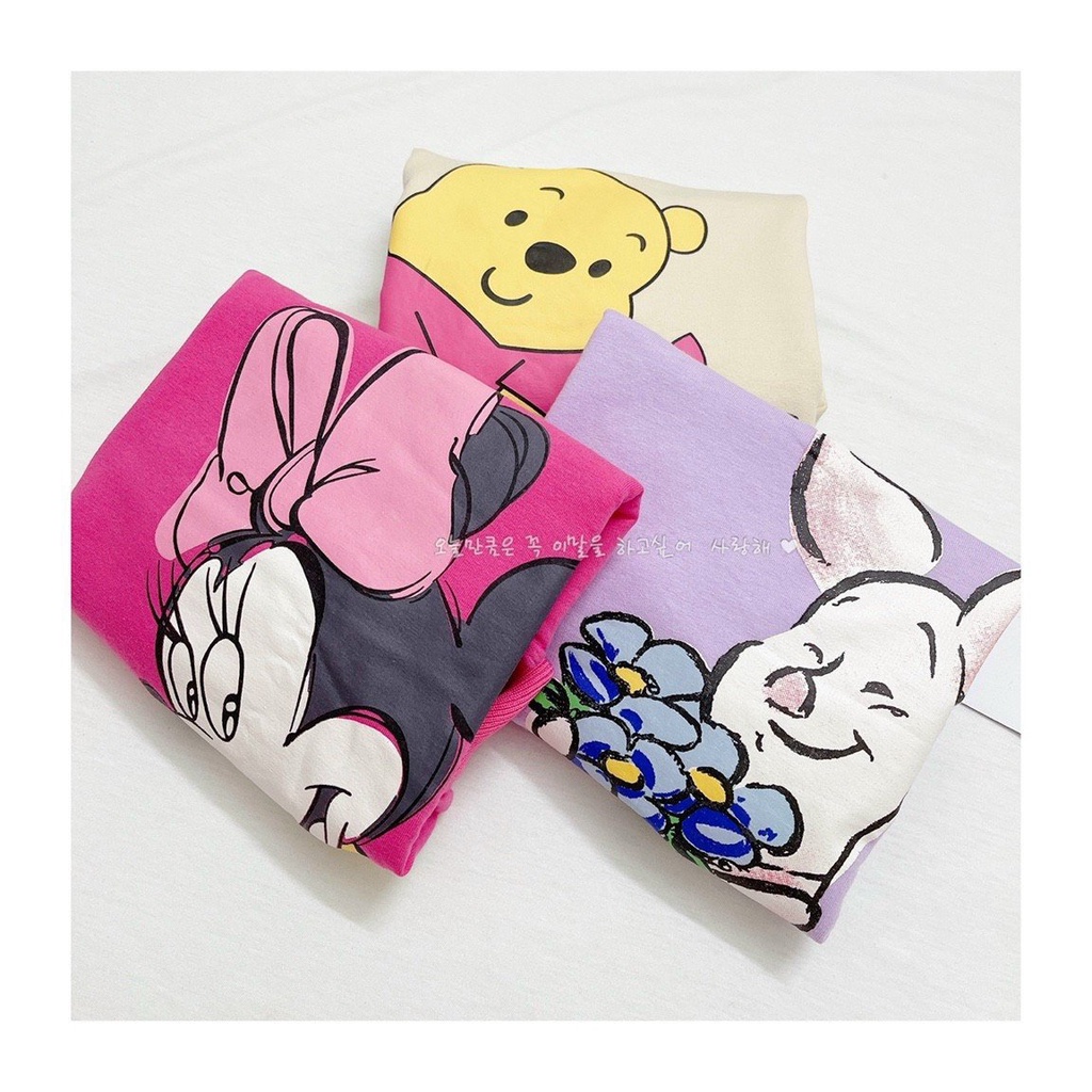 Áo bé gái Combo 3 áo nỉ bông hoạt hình disney cổ tròn chất dày dặn ấm áp