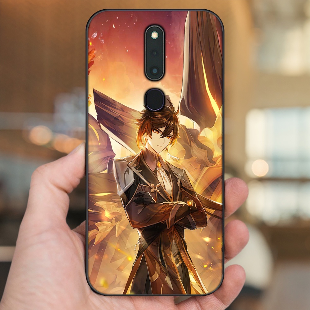 Ốp lưng Oppo F11 Pro viền đen in hình Zhongli Genshin Impact