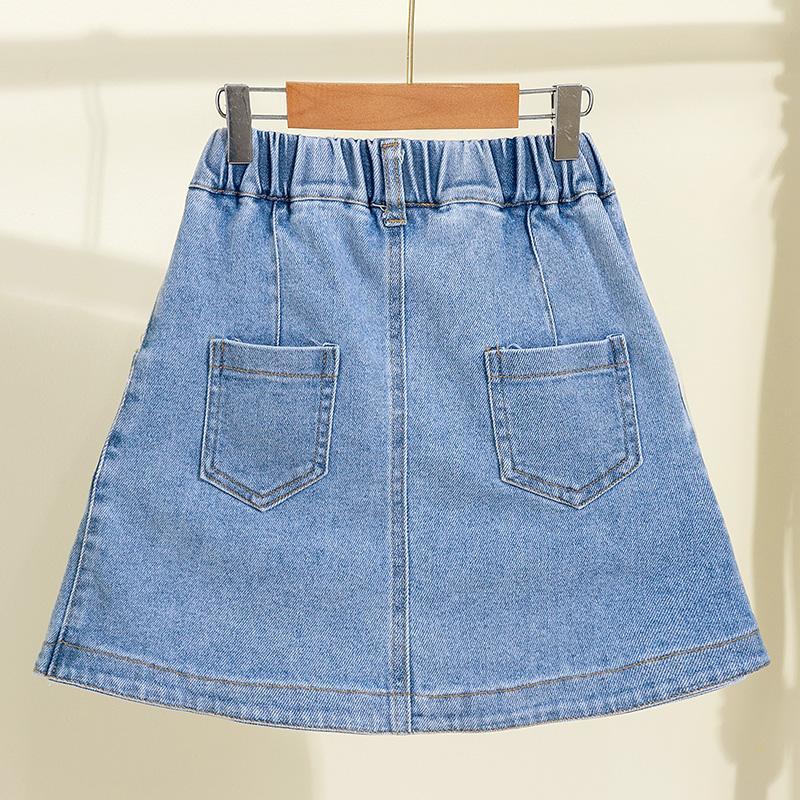 Đầm Denim Dáng Chữ A Thời Trang Mùa Xuân Mới 2022 Cho Bé Gái