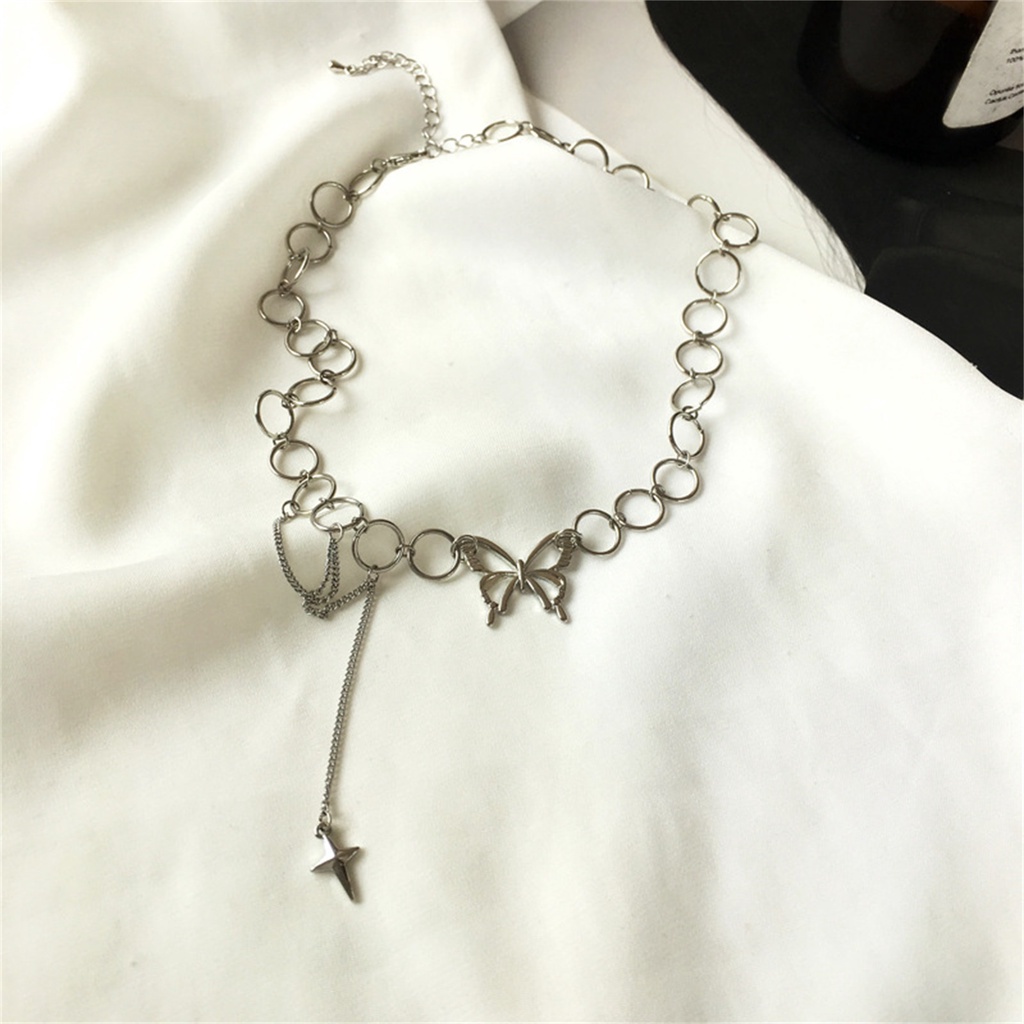 Ở stcok| Vòng cổ Hợp Kim Mặt Hình Bướm Đính Đá Sang Trọng Cho Nữ