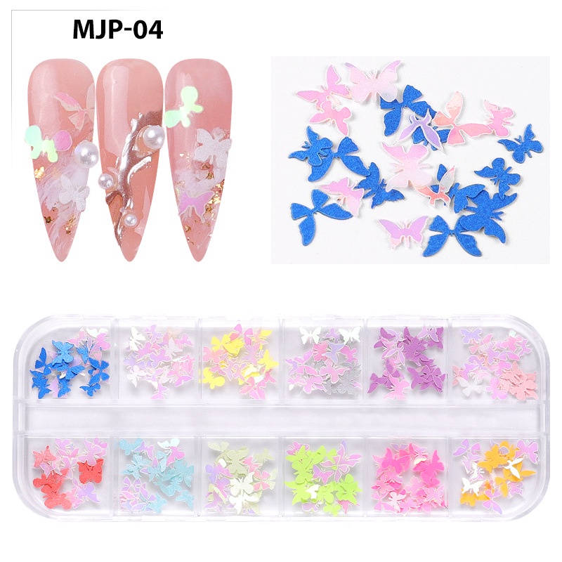 Hộp 12 ngăn phụ kiện MISSCHEERING đầy họa tiết trang trí móng nghệ thuật