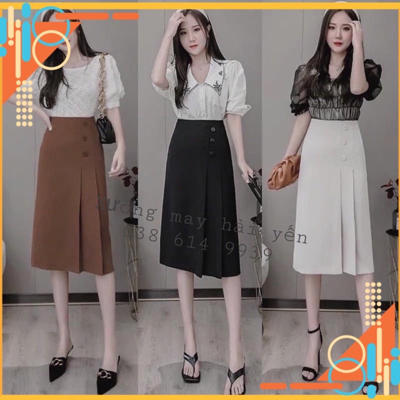 Chân váy cúc xếp ly