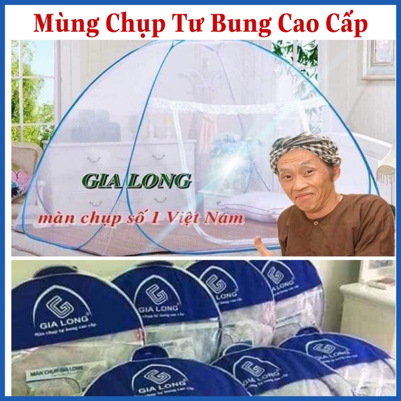 Mùng Chụp Tự Bung Tiện Lợi Cao Cấp Gia Long và Mùng Buộc 4 Góc