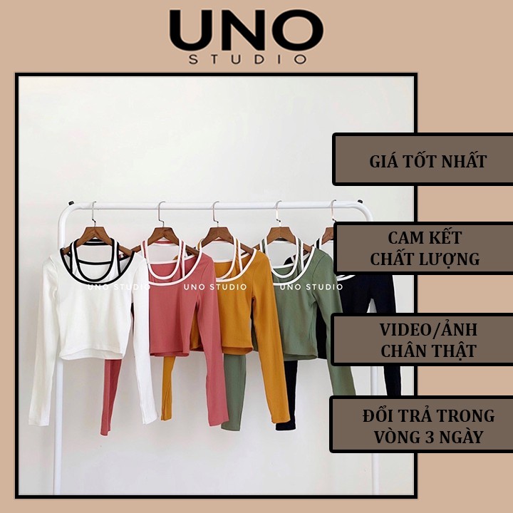 Áo croptop viền màu tay dài