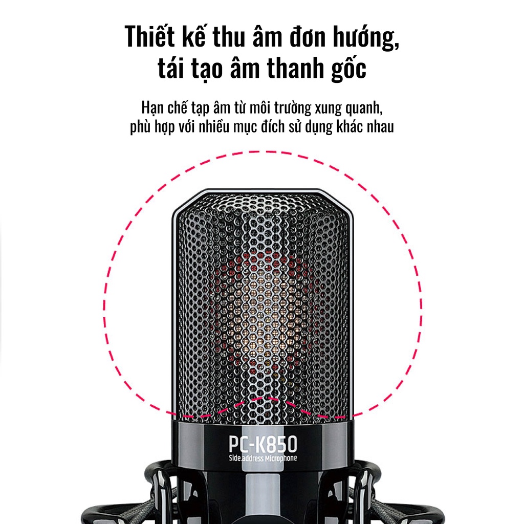 Mic Thu Âm Hát Livestream Karaoke Chuyên Nghiệp Takstar PC-K850 Chính Hãng Cao Cấp, Độ Nhạy Cao, Lọc Ồn Bảo Hành 12Tháng