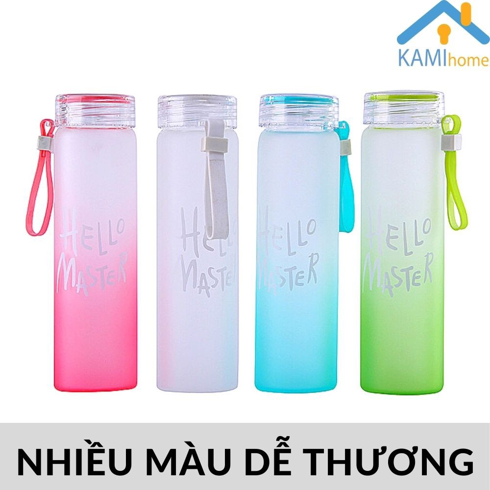 Bình nước thủy tinh nắp xoay chống tràn đựng nước 350ml mã 22030