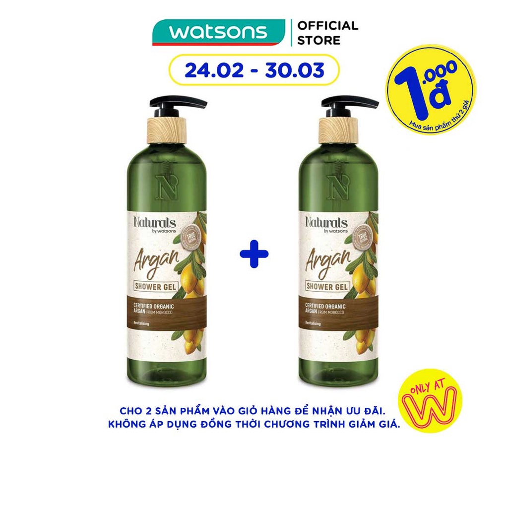 Gel Tắm Naturals By Watsons True Natural Chiết Xuất Argan 490ml