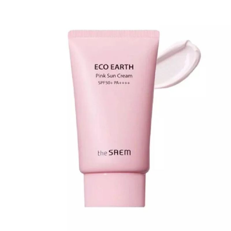 Kem Chống Nắng HÀN QUỐC THE SAEM ECO EARTH POWER PINK SUN CREAM (SPF 50+/PA)++++ dưỡng ẩm giúp da trắng hồng tự nhiên