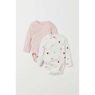 [H&M CHÍNH HÃNG]Set 2 body chip dài tay cho bé gái