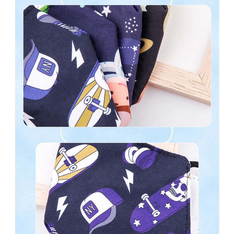 Khẩu Trang Vải cotton 3 Lớp Chống Khói Bụi Họa Tiết Hoạt Hình Dễ Thương Có Thể Tái Sử Dụng Cho Bé Vào Mùa Thu Đông