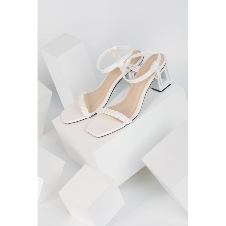 OLV - Giày Braided Strap Sandals in White