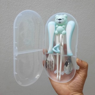 Bộ thìa dĩa đũa tập ăn hình gấu cho bé