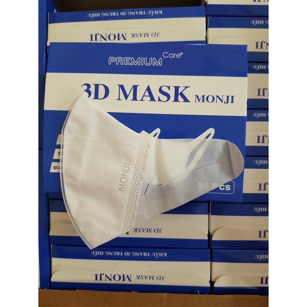 Khẩu trang Y Tế 3D mask Monji kháng khuẩn 3 lớp quai co dãn 4 chiều rộng rãi thoáng khí ,lọc mùi,Lọc Bụi Bẩn - Hot 2022