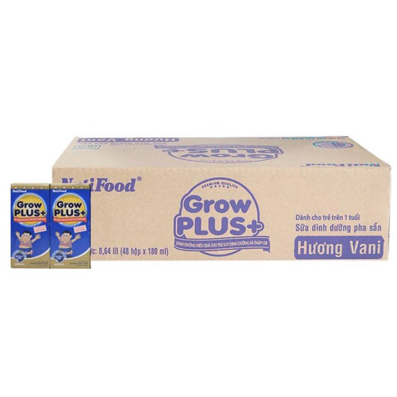 Thùng sữa bột pha sẵn Nuti Grow Plus Xanh 180ml (48 hộp)