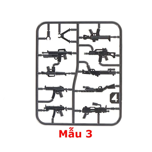 Vỉ Vũ Khí Các Mẫu Trang Bị Mới Nhất NO.407 M1915 MP5 MP7 MP10 AK47 SR25 HK416 - Phụ Kiện Army MOC